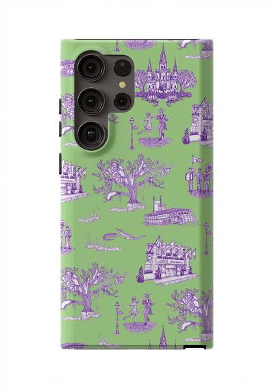 New Orleans Toile Samsung Phone Case Phone Case Green Lavender / Galaxy S23 Ultra / Tough Katie Kime
