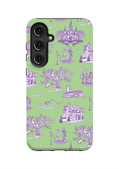 New Orleans Toile Samsung Phone Case Phone Case Green Lavender / Galaxy S24 Plus / Tough Katie Kime