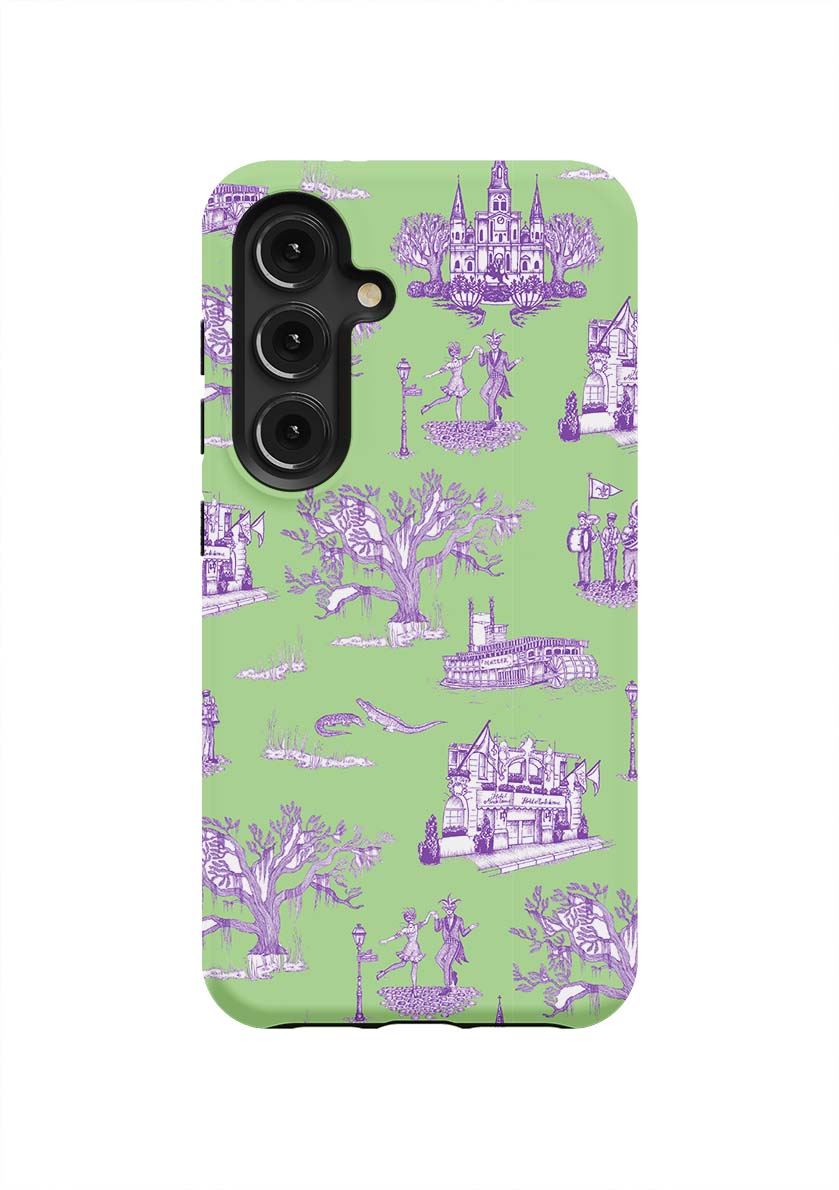 New Orleans Toile Samsung Phone Case Phone Case Green Lavender / Galaxy S24 / Tough Katie Kime