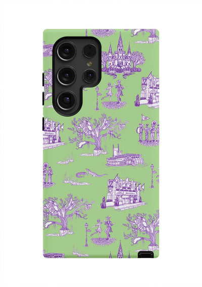 New Orleans Toile Samsung Phone Case Phone Case Green Lavender / Galaxy S24 Ultra / Tough Katie Kime