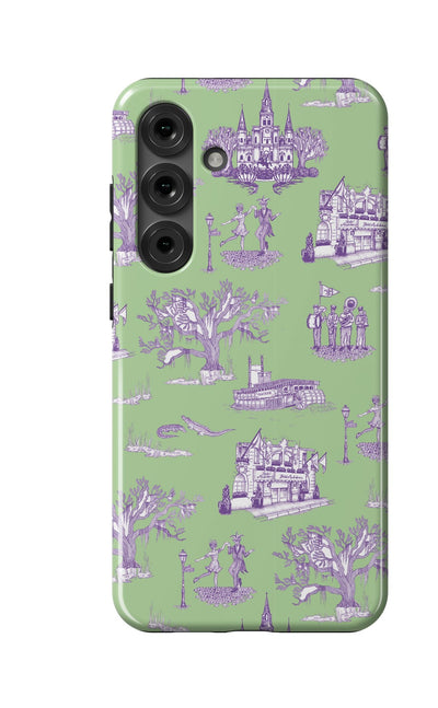 New Orleans Toile Samsung Phone Case Phone Case Green Lavender / Galaxy S25 Plus / Tough Katie Kime