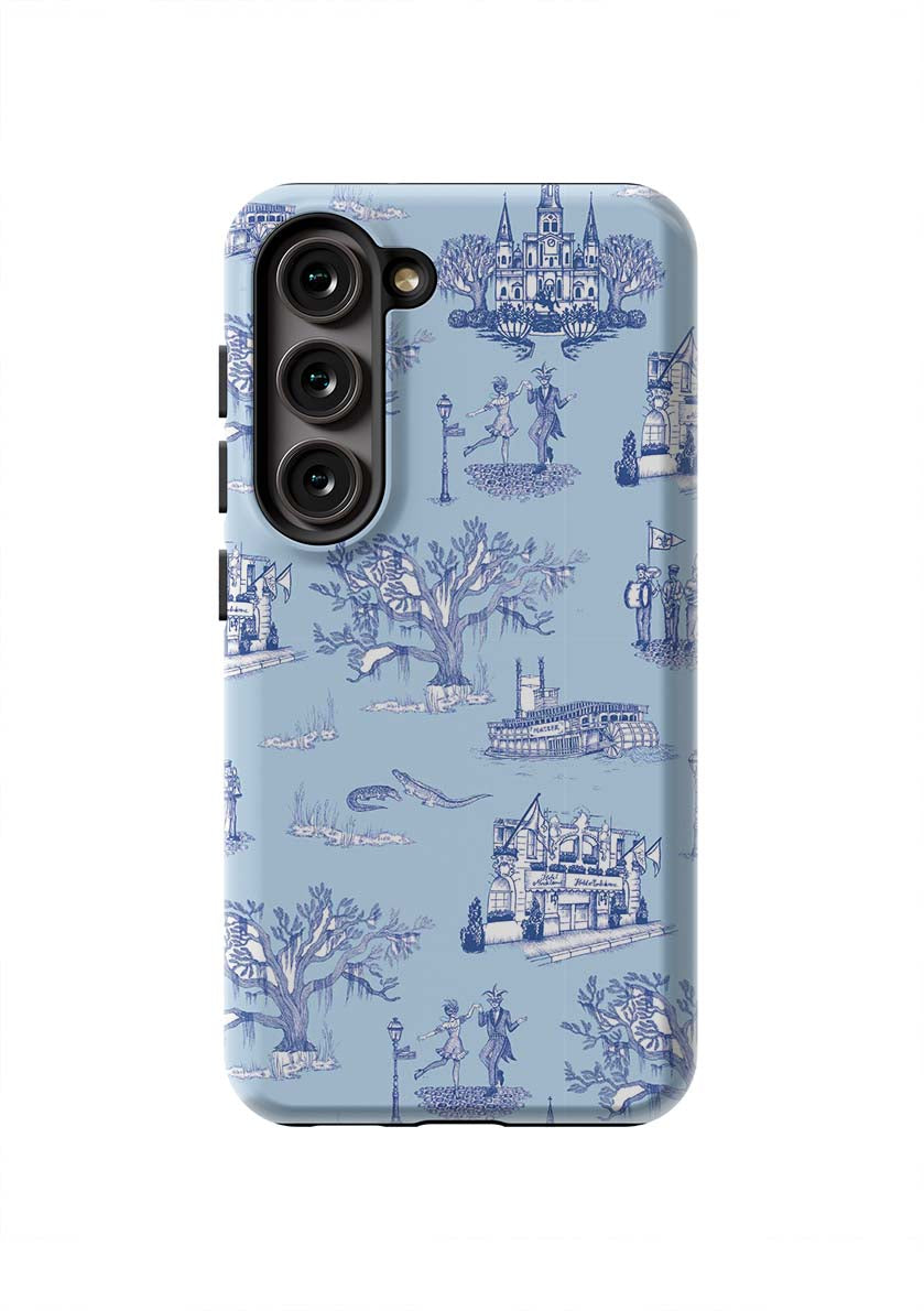 New Orleans Toile Samsung Phone Case Phone Case Light Blue Navy / Galaxy S23 / Tough Katie Kime