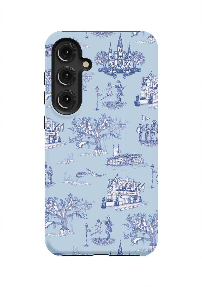 New Orleans Toile Samsung Phone Case Phone Case Light Blue Navy / Galaxy S24 Plus / Tough Katie Kime