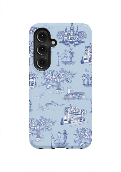New Orleans Toile Samsung Phone Case Phone Case Light Blue Navy / Galaxy S24 / Tough Katie Kime
