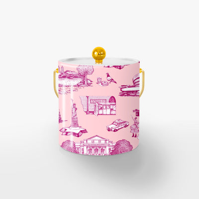 New York Toile Ice Bucket Ice Bucket Pink Magenta / Gold Katie Kime