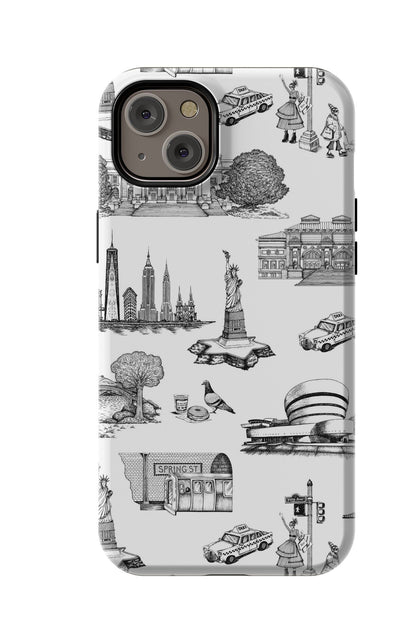 New York Toile iPhone Case Phone Case Black / iPhone 14 Plus / MagSafe Tough Katie Kime