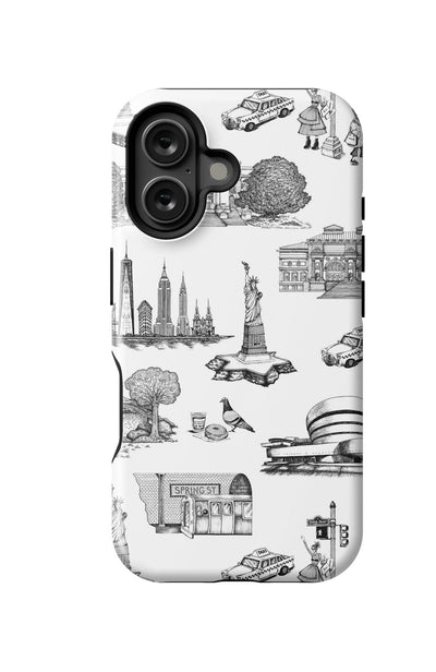 New York Toile iPhone Case Phone Case Black / iPhone 16 / MagSafe Tough Katie Kime