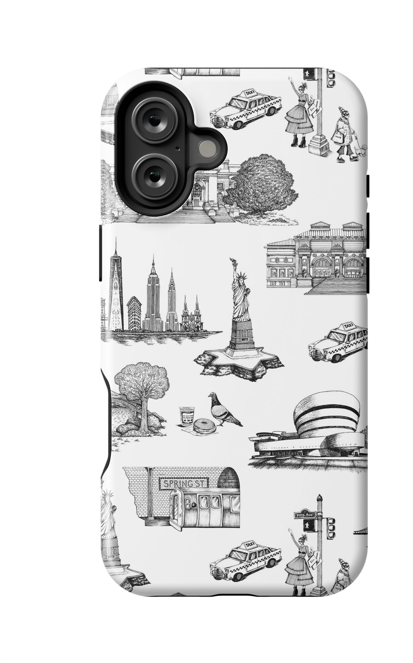 New York Toile iPhone Case Phone Case Black / iPhone 16 Plus / MagSafe Tough Katie Kime