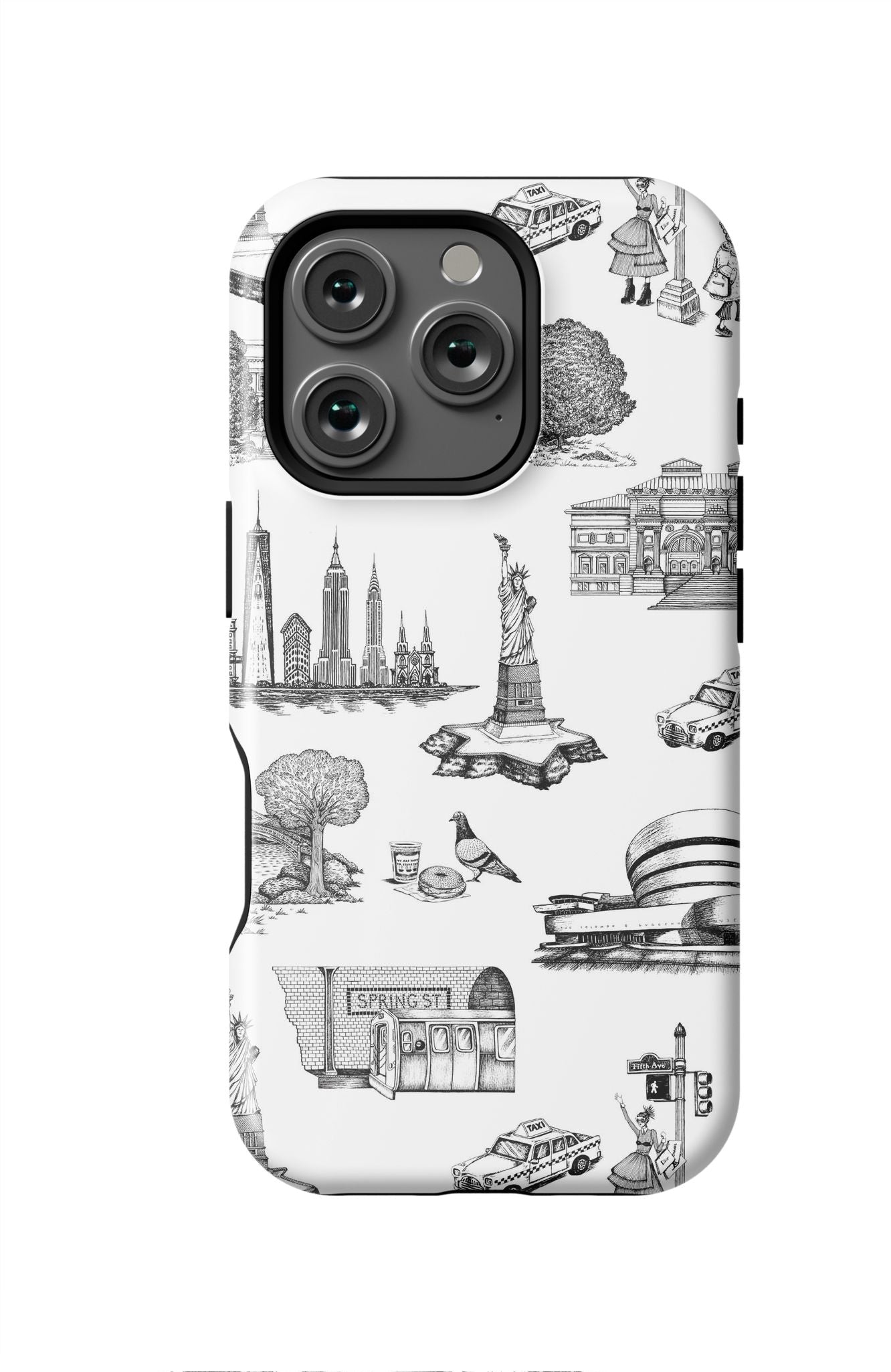 New York Toile iPhone Case Phone Case Black / iPhone 16 Pro / MagSafe Tough Katie Kime