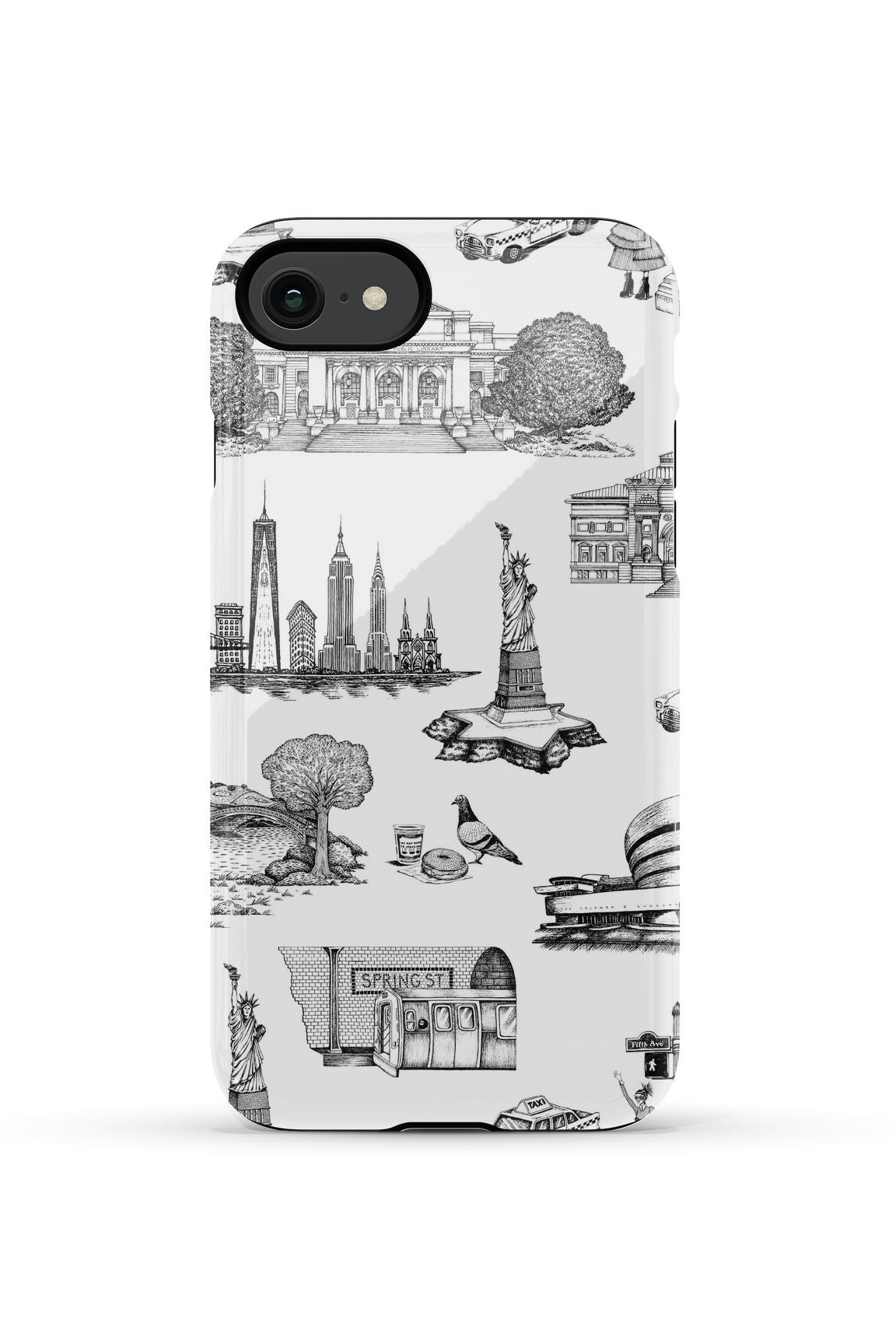 New York Toile iPhone Case Phone Case Black / iPhone SE (2022) / Tough Katie Kime