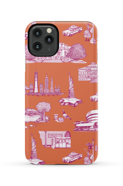 New York Toile iPhone Case Phone Case Orange Magenta / iPhone 11 Pro Max / Tough Katie Kime