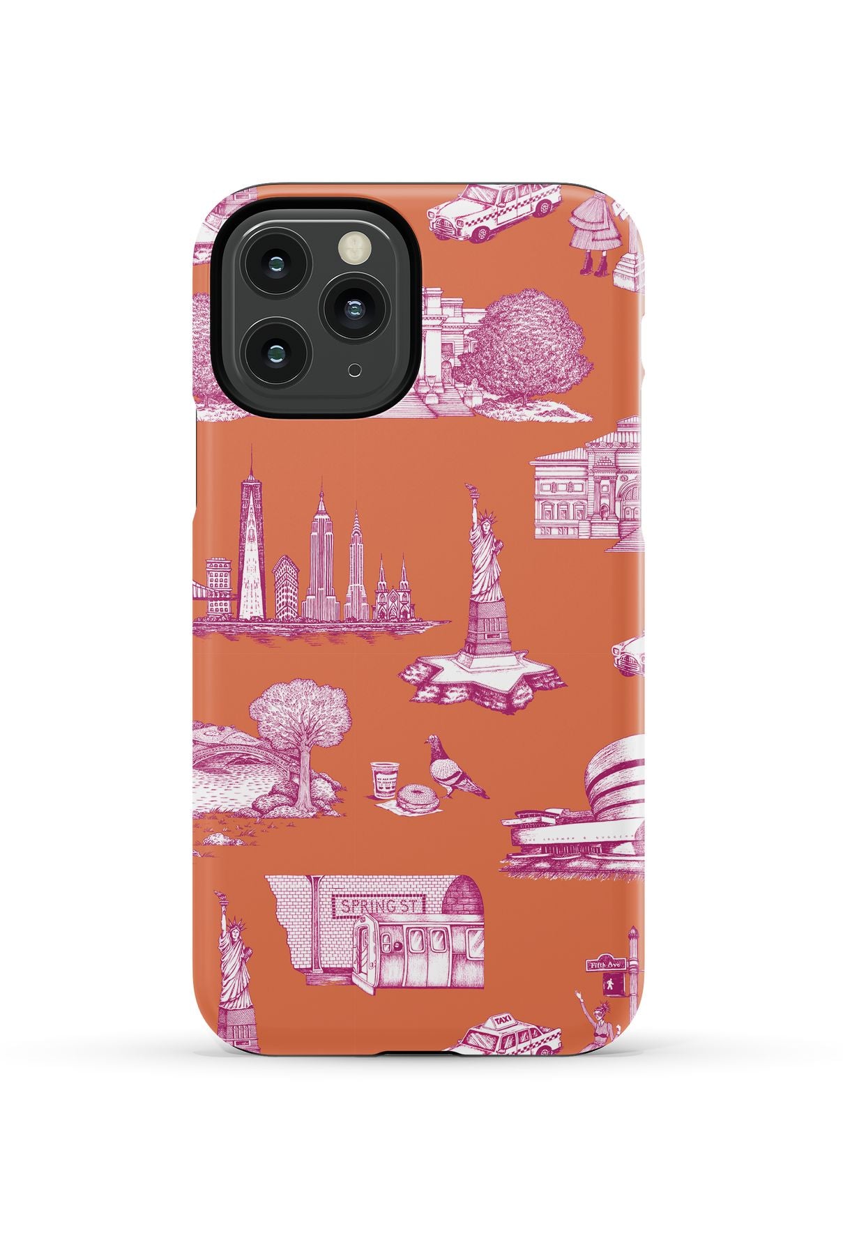 New York Toile iPhone Case Phone Case Orange Magenta / iPhone 11 Pro / Tough Katie Kime