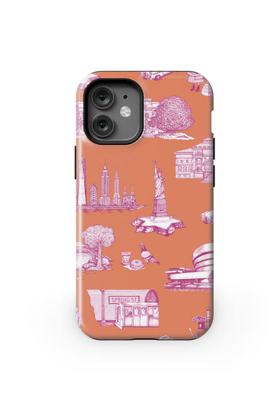 New York Toile iPhone Case Phone Case Orange Magenta / iPhone 12 Mini / MagSafe Tough Katie Kime