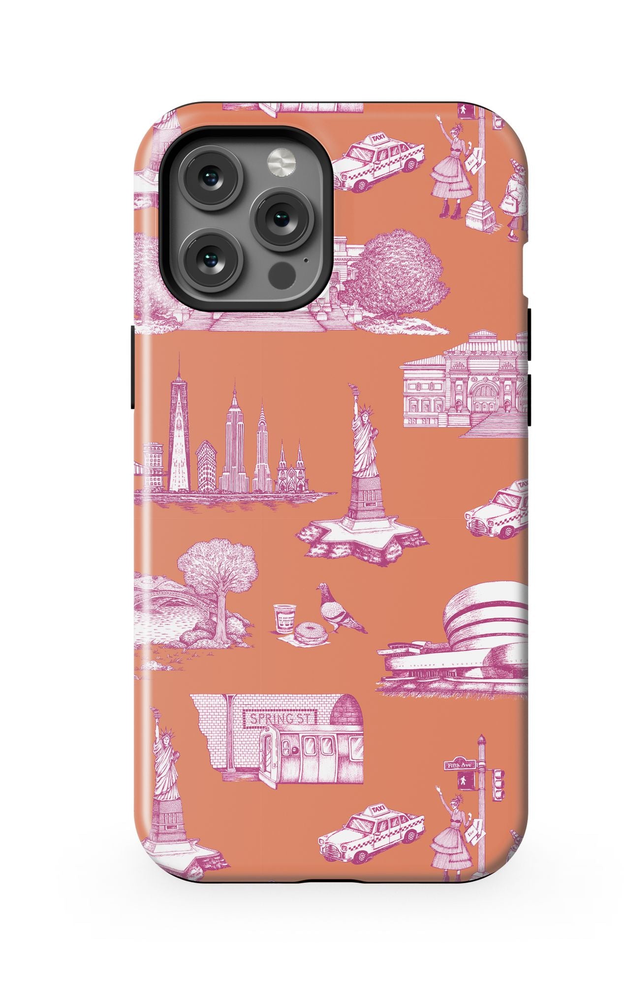 New York Toile iPhone Case Phone Case Orange Magenta / iPhone 12 Pro Max / MagSafe Tough Katie Kime