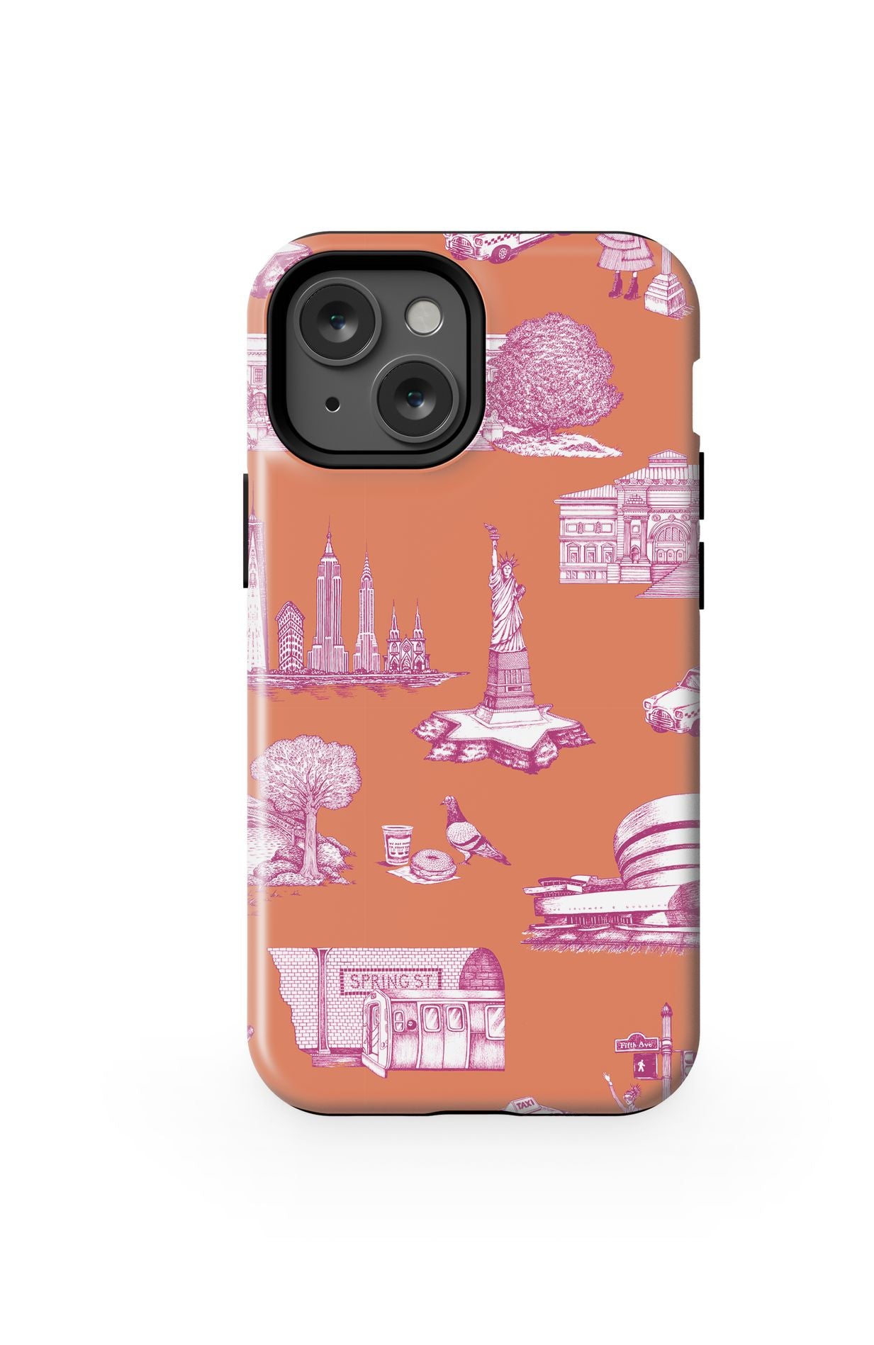 New York Toile iPhone Case Phone Case Orange Magenta / iPhone 13 Mini / Tough Katie Kime