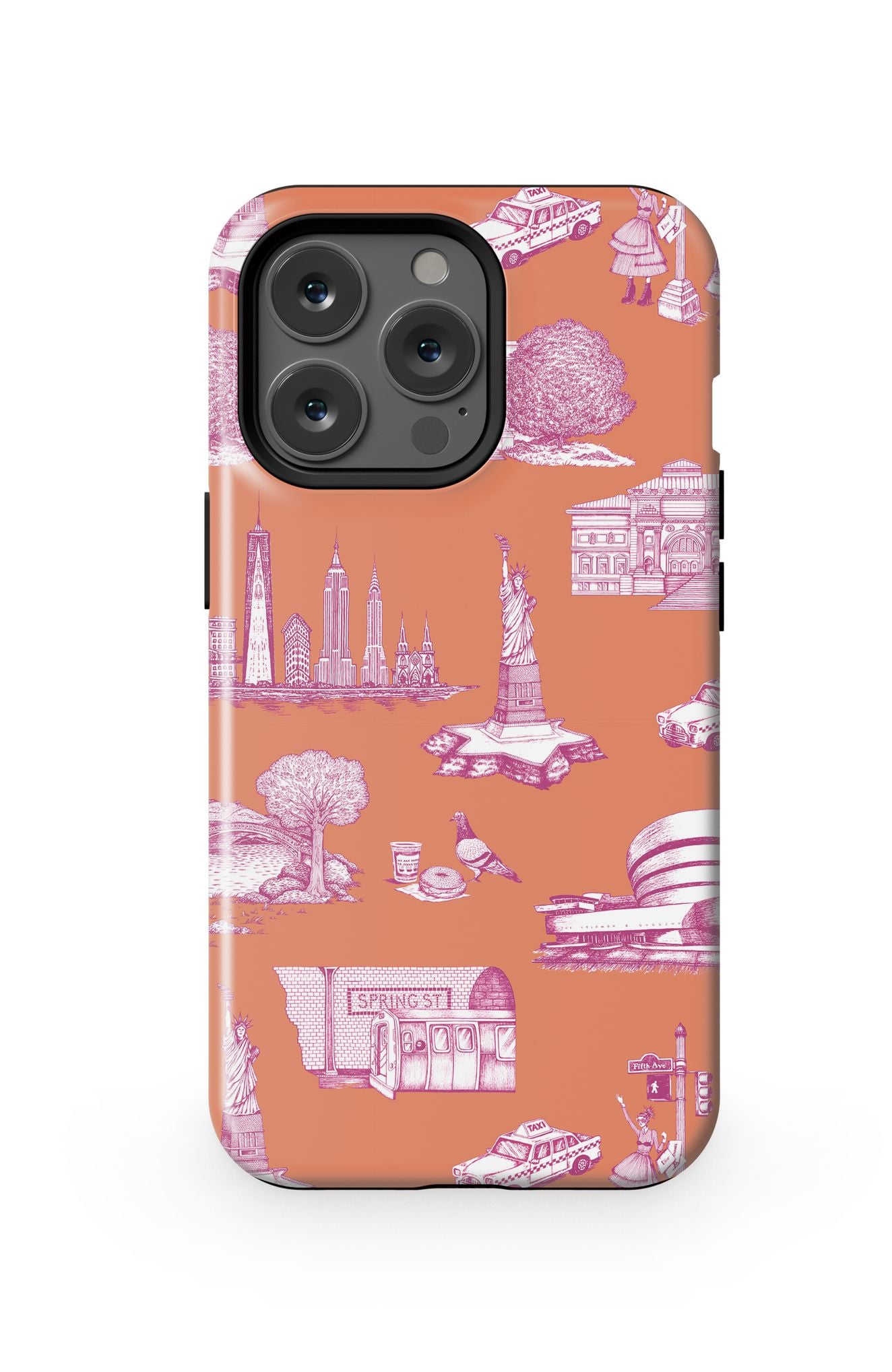 New York Toile iPhone Case Phone Case Orange Magenta / iPhone 13 Pro / MagSafe Tough Katie Kime