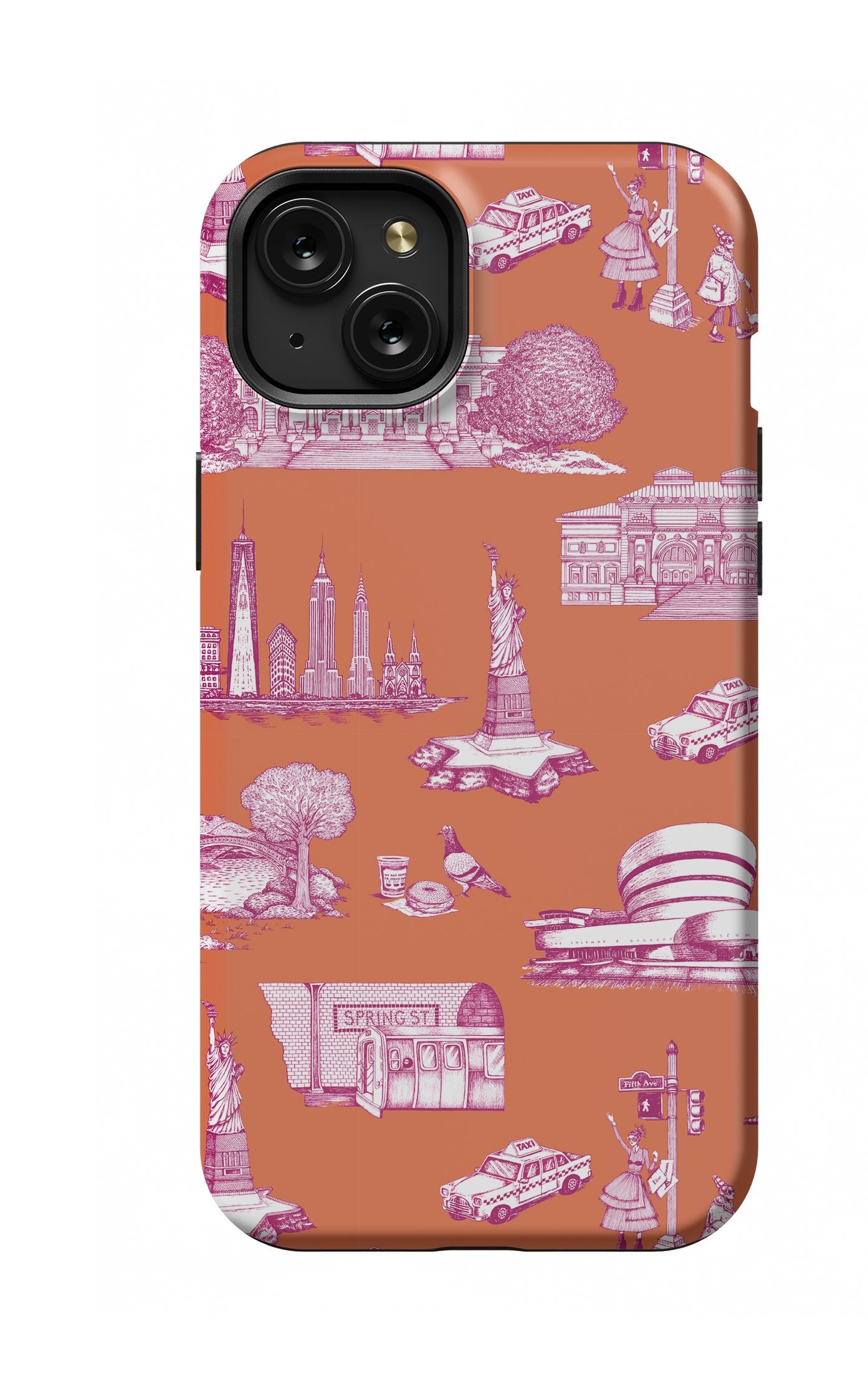 New York Toile iPhone Case Phone Case Orange Magenta / iPhone 15 Plus / MagSafe Tough Katie Kime