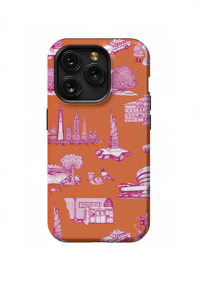 New York Toile iPhone Case Phone Case Orange Magenta / iPhone 15 Pro / Tough Katie Kime