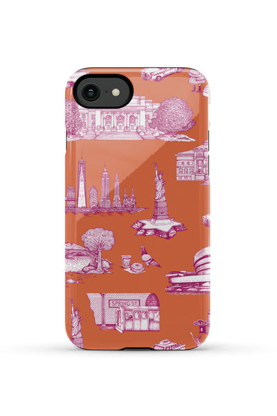 New York Toile iPhone Case Phone Case Orange Magenta / iPhone SE (2022) / Tough Katie Kime