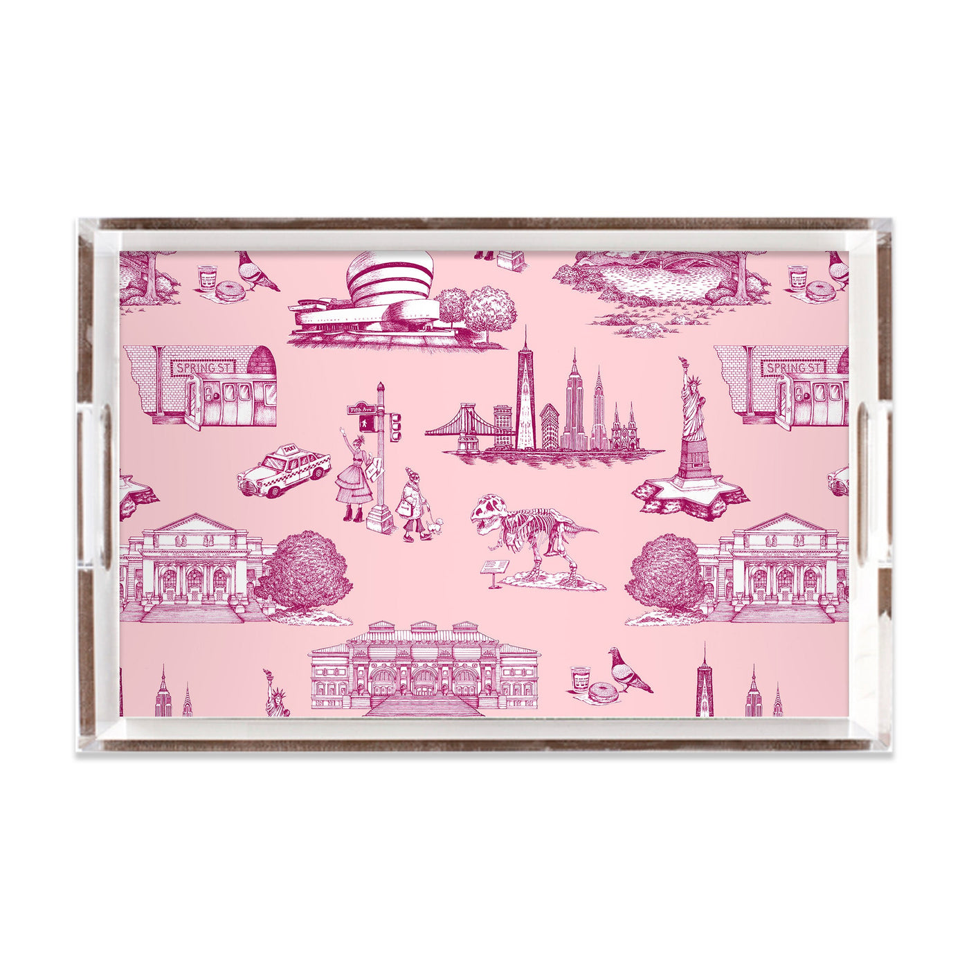 New York Toile Lucite Tray Lucite Trays Pink Magenta / 11x17 Katie Kime