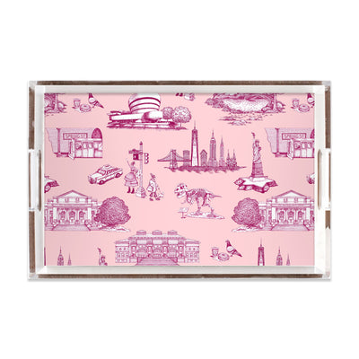 New York Toile Lucite Tray Lucite Trays Pink Magenta / 11x17 Katie Kime