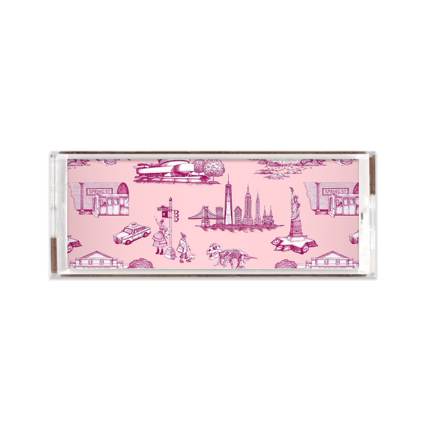 New York Toile Lucite Tray Lucite Trays Pink Magenta / 11x4 Katie Kime