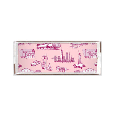 New York Toile Lucite Tray Lucite Trays Pink Magenta / 11x4 Katie Kime