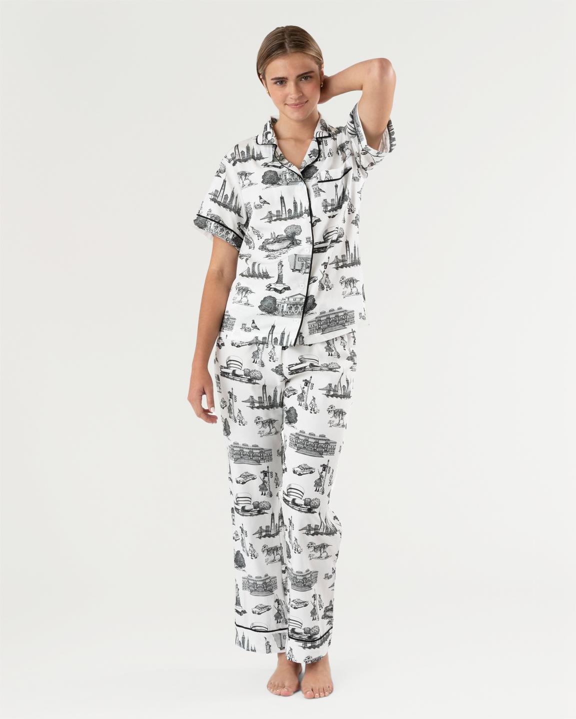 Pajama Set Black / XXS New York Toile Pajama Pants Set Katie Kime