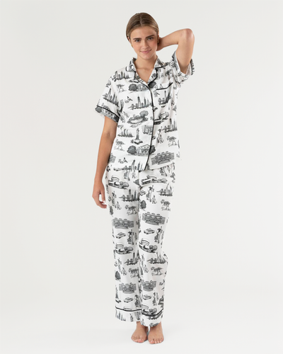 New York Toile Pajama Pants Set Pajama Set Black / XXS Katie Kime
