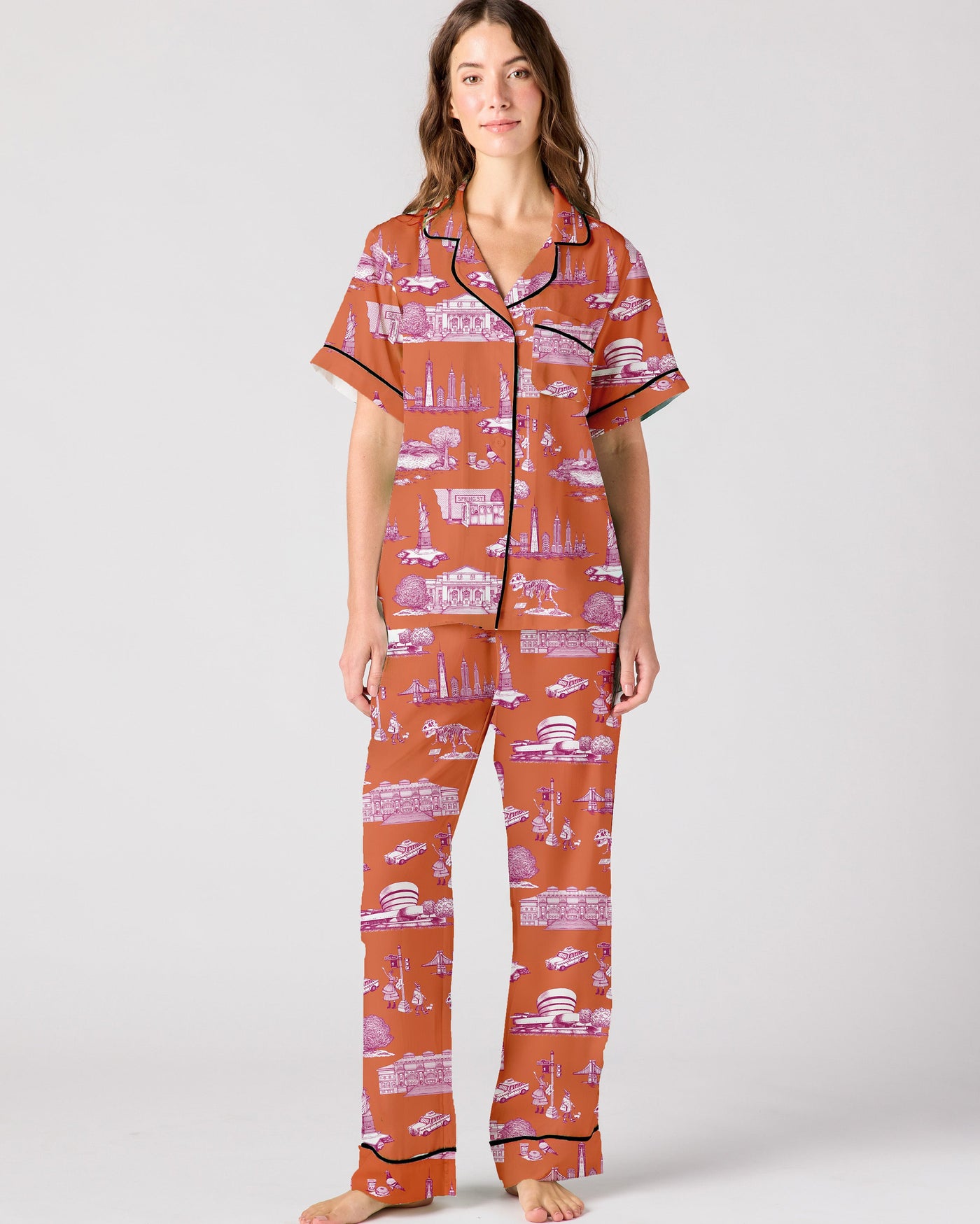 New York Toile Pajama Pants Set Pajama Set Katie Kime
