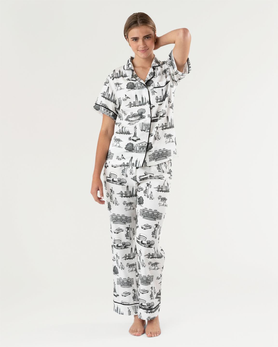 New York Toile Pajama Pants Set Pajama Set Katie Kime