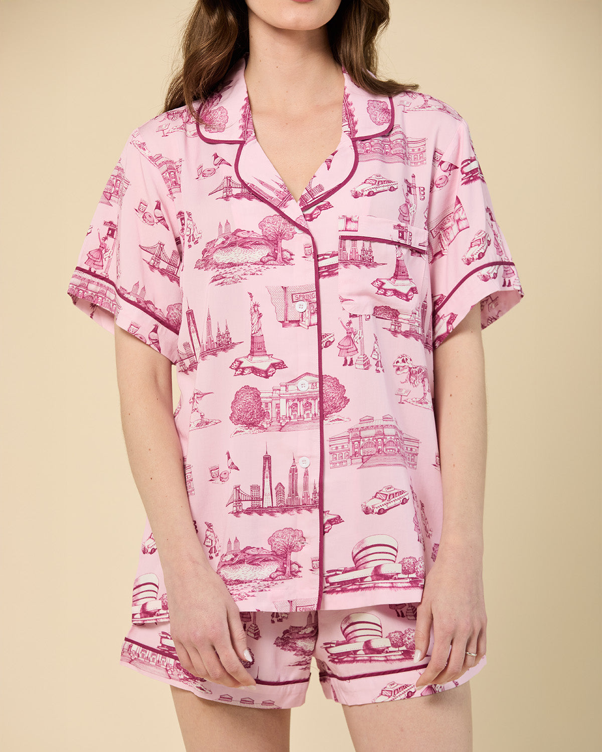 New York Toile Pajama Shorts Set Pajama Set Katie Kime