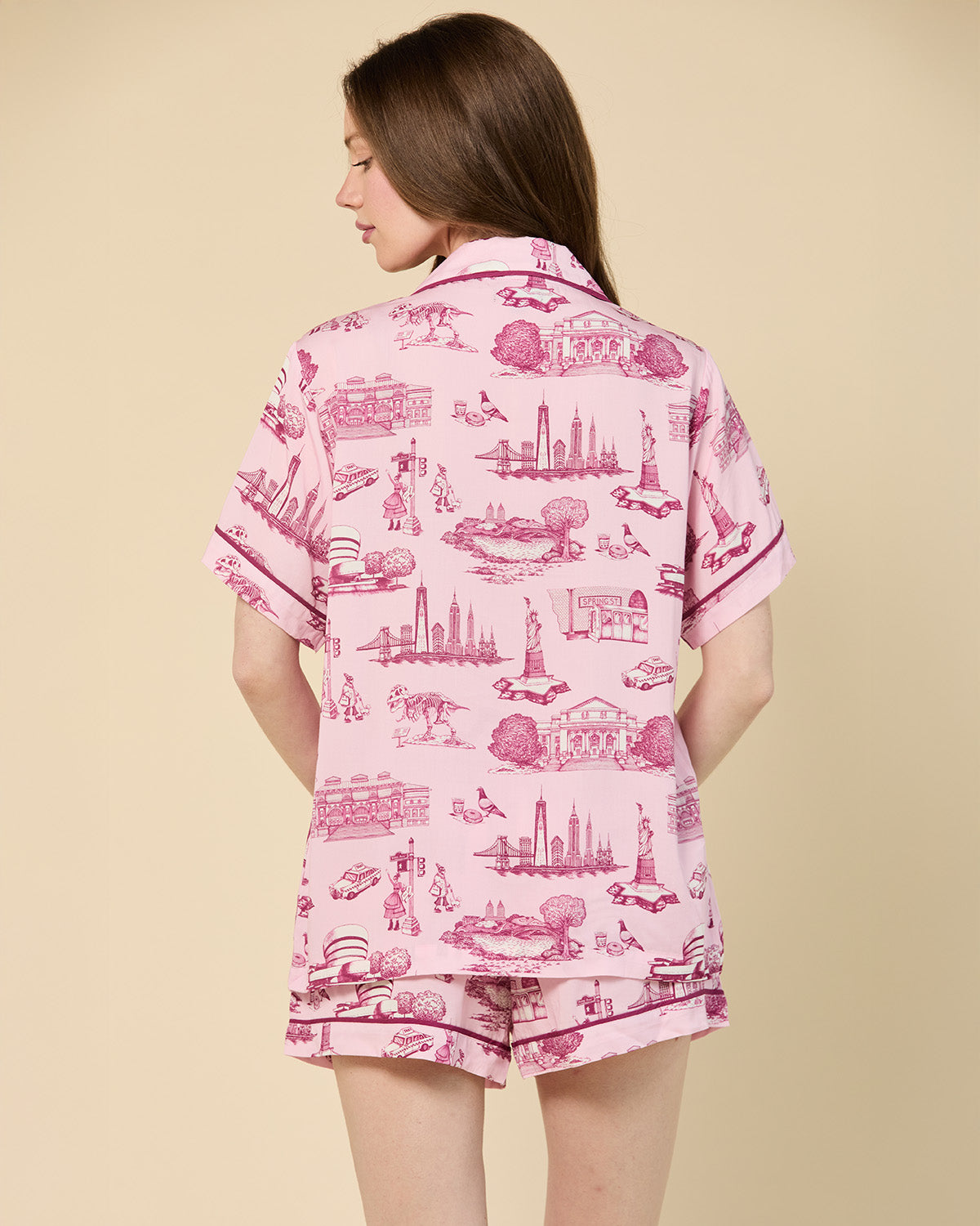New York Toile Pajama Shorts Set Pajama Set Katie Kime