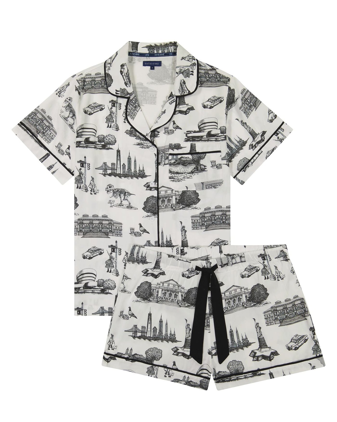 New York Toile Pajama Shorts Set Pajama Set Katie Kime