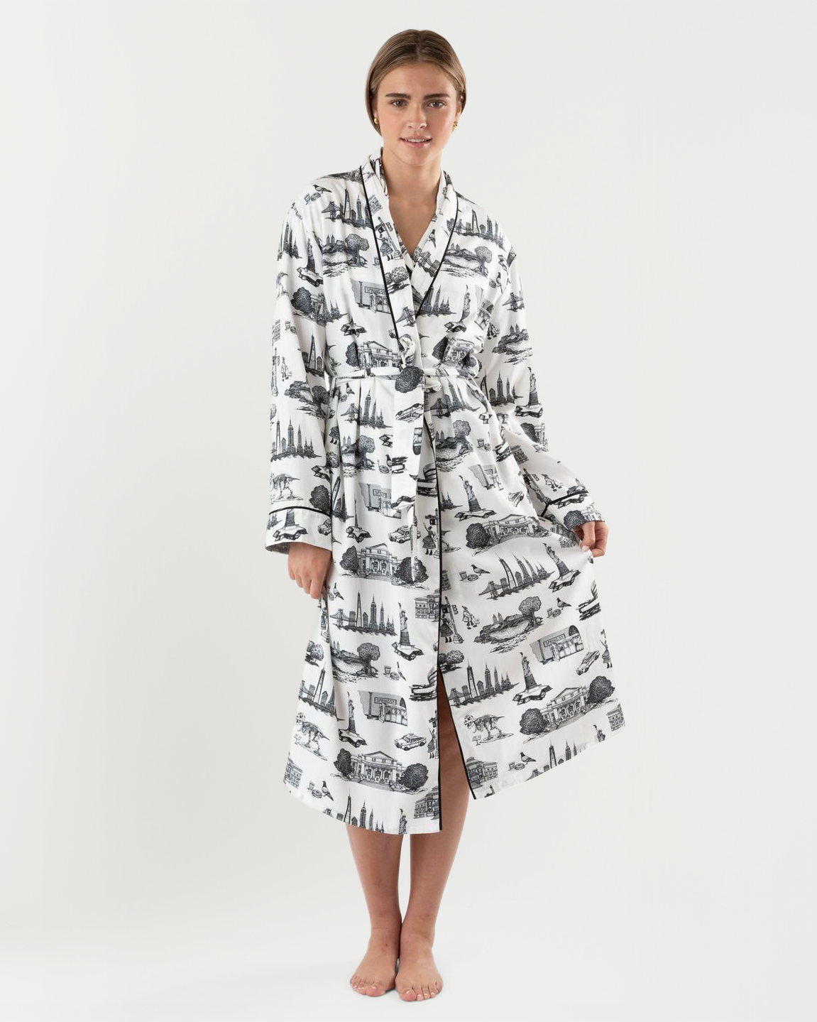 New York Toile Robe Robe Black / S/M Katie Kime