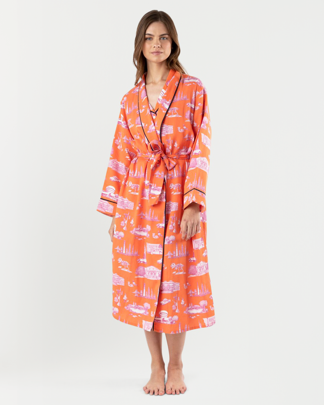 New York Toile Robe Robe Orange / S/M Katie Kime