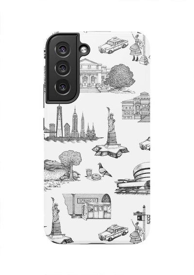 New York Toile Samsung Phone Case Phone Case Black / Galaxy S22 Plus / Tough Katie Kime
