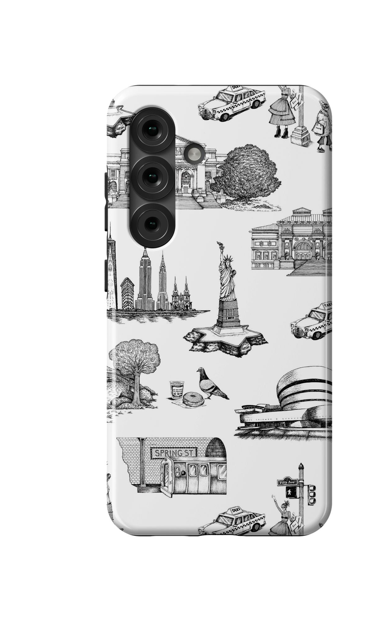 New York Toile Samsung Phone Case Phone Case Black / Galaxy S25 / Tough Katie Kime