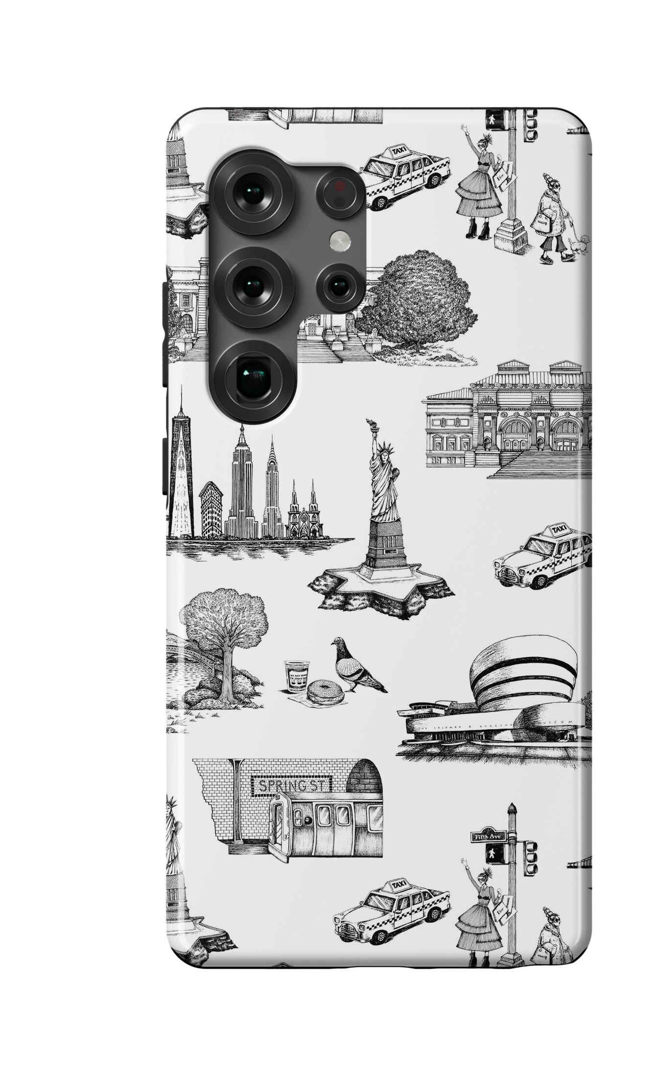 New York Toile Samsung Phone Case Phone Case Black / Galaxy S25 Ultra / Tough Katie Kime