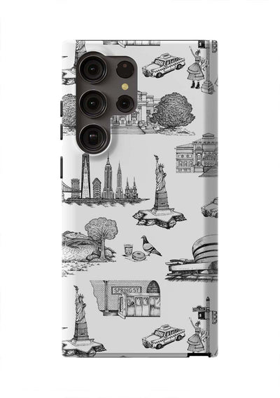 New York Toile Samsung Phone Case Phone Case Galaxy S23 Ultra / Tough / Black Katie Kime