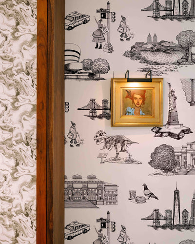 New York Toile Traditional Wallpaper Wallpaper Yellow / Single Roll Katie Kime