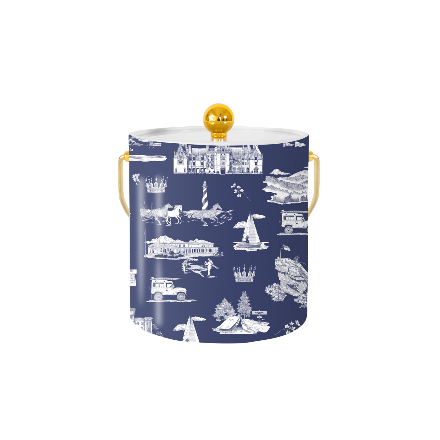 North Carolina Ice Bucket Ice Bucket Navy White / Gold Katie Kime