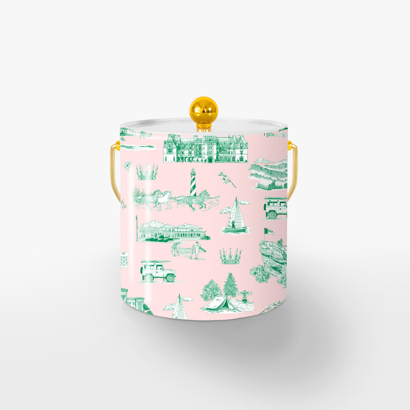 North Carolina Ice Bucket Ice Bucket Pink Green / Gold Katie Kime