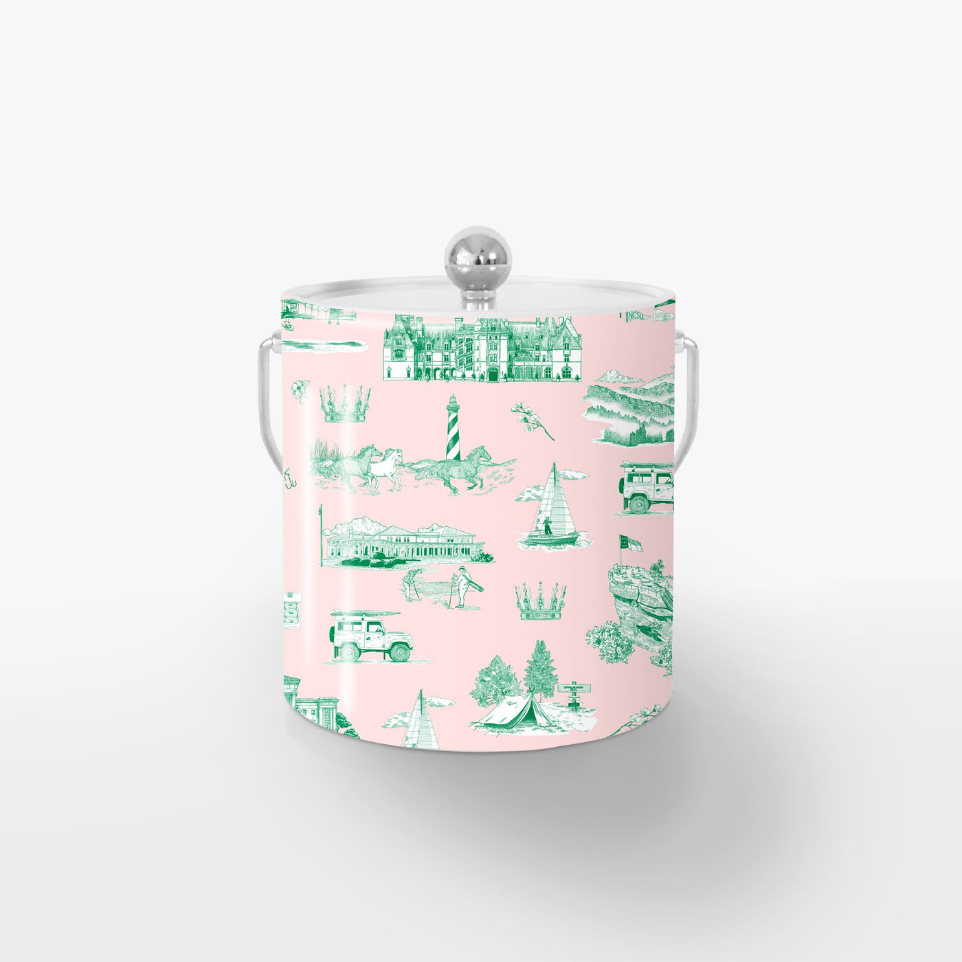 North Carolina Ice Bucket Ice Bucket Pink Green / Silver Katie Kime
