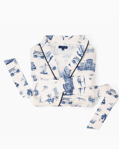 North Carolina Toile Lounge Robe Robe Navy / One Size Fits Most Katie Kime