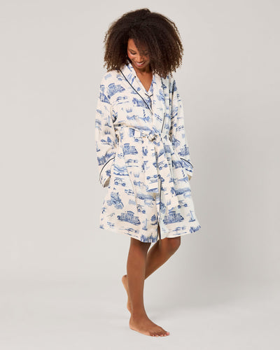 North Carolina Toile Lounge Robe Robe Navy / One Size Fits Most Katie Kime
