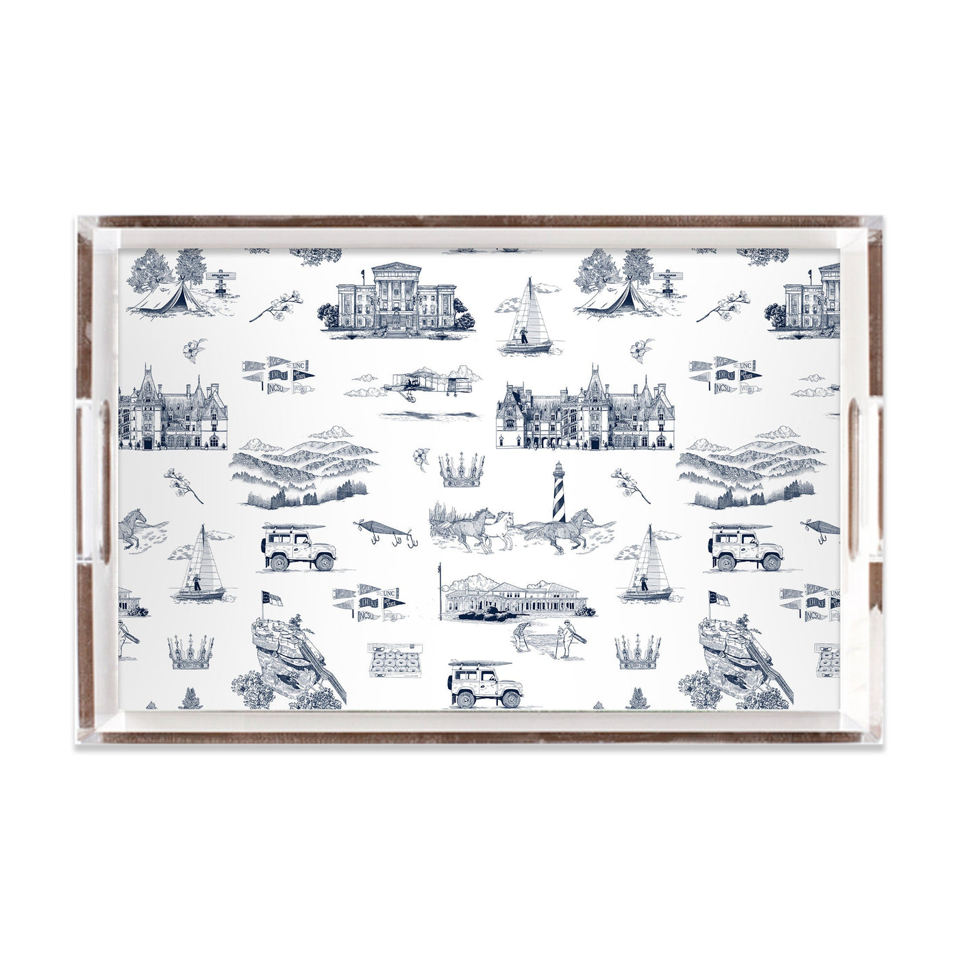 North Carolina Toile Lucite Tray Lucite Trays Navy / 11x17 Katie Kime