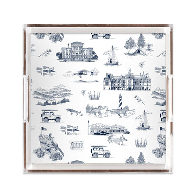 North Carolina Toile Lucite Tray Lucite Trays Navy / 12x12 Katie Kime