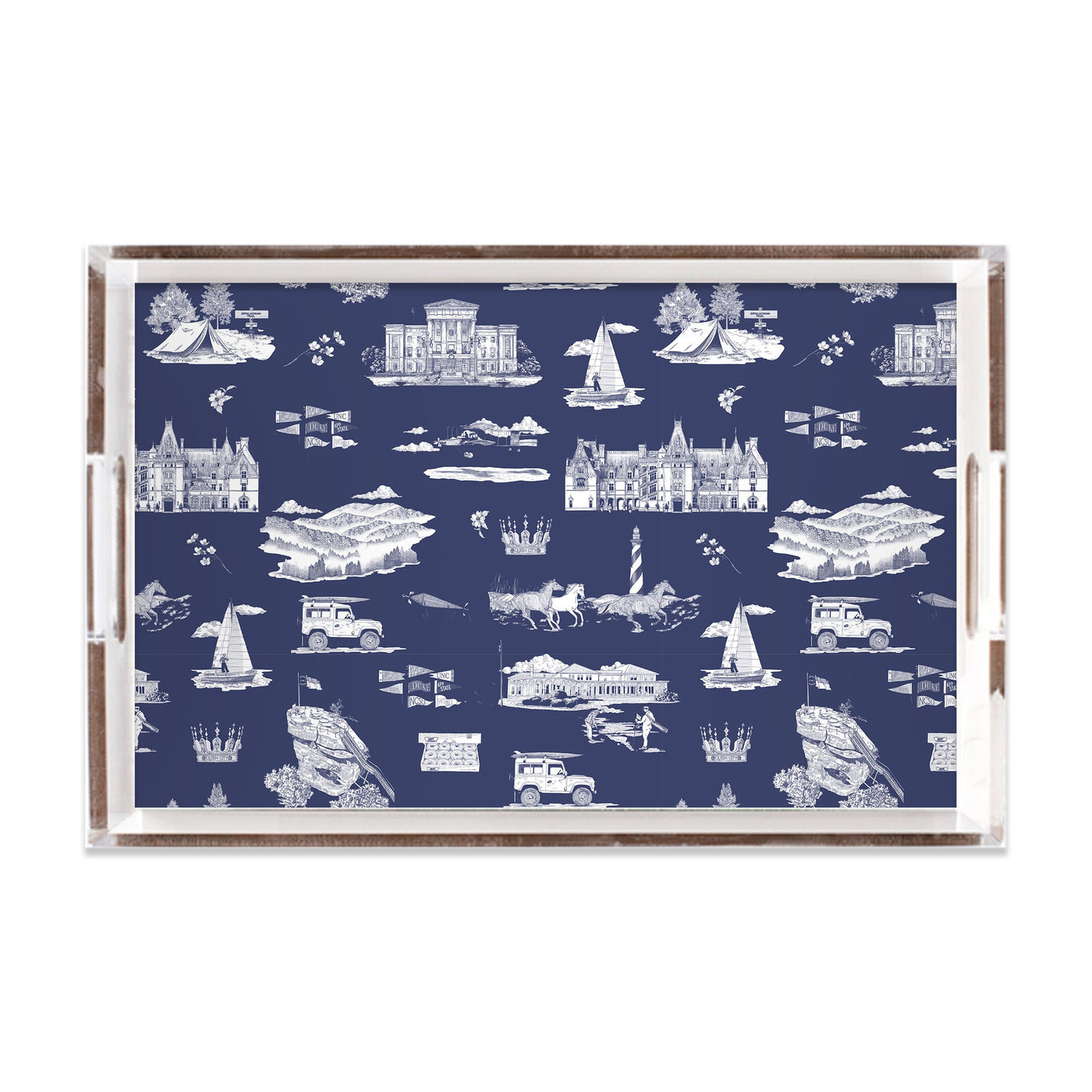 North Carolina Toile Lucite Tray Lucite Trays Navy White / 11x17 Katie Kime