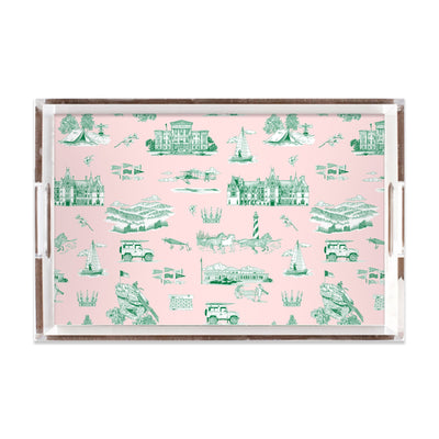 North Carolina Toile Lucite Tray Lucite Trays Pink Green / 11x17 Katie Kime